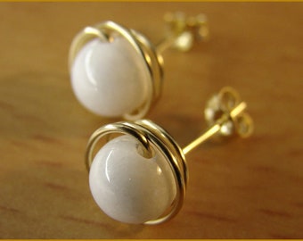 Stud earrings gemstone gift silver gold rose gold jade 925 sterling silver goldfill women's earrings