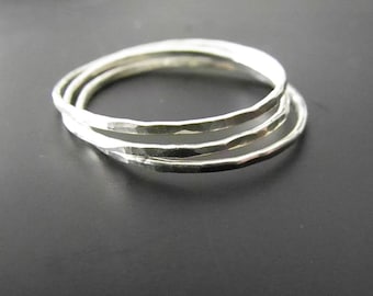 dainty stacking rings gifts jewelry silver extra thin ring set 3 rings sterling 14k gold filled hammered  women birthday trend knuckle