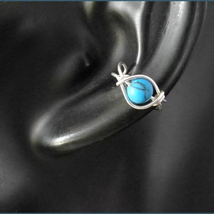 Boucle doreille turquoise 925 argent sterling boucle doreille or rose or pierre de naissance cadeau danniversaire image 1