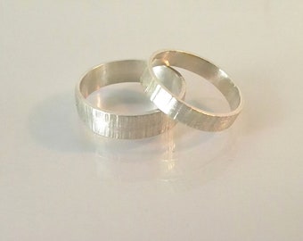 Trouwringen verlovingsringen trouwring set sterling zilver gehamerd ongebruikelijke designer ringen unieke BFF