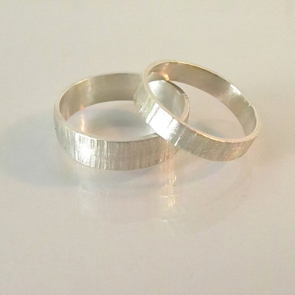 wedding bands engagement rings ringset Sterling silver hammered men women gift