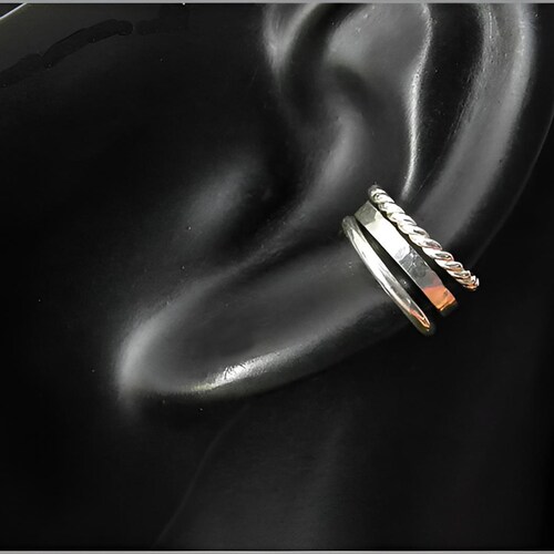 Ear cuff set, 925 sterling silver, selection of ear cuffs, sterling silver, women's - Item no. 202