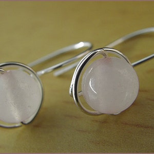 Geburtsstein Ohrringe Rosenquarz oder anderem Edelstein, in 925er Sterling Silber oder Goldfill, gelb oder rose Bild 3