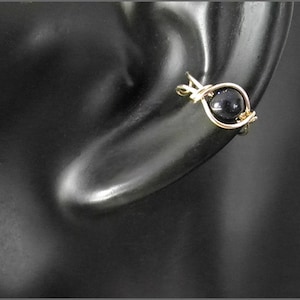 Manchette doreille manchette doreille noir onyx or rose or argent clip doreille faux piercing helix cadeau pour sa tendance image 1
