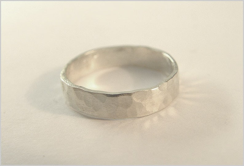 gift mens women ring unisex 925 sterling silver hammered birthday gift for him wedding band image 3