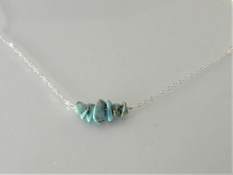 raw birthstone jewelry layering necklace sterling silver chain 14k gold filled turquoise birthday gift turquiose