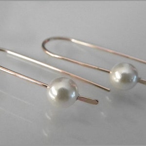 minimalist earrings gold silver rosegold pearl hoops mother of pearl image 7
