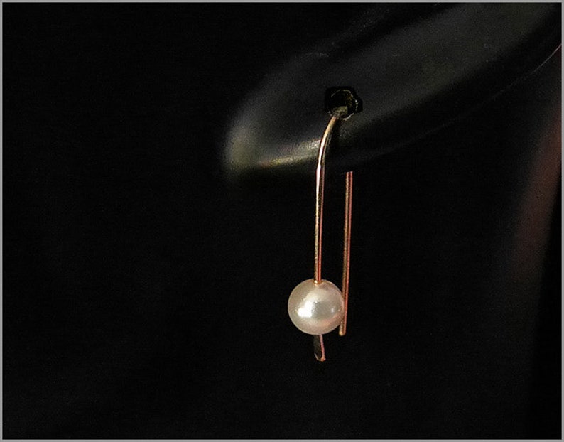 minimalist earrings gold silver rosegold pearl hoops mother of pearl image 6