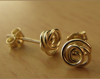 Stud earrings gold rose gold silver ladies earrings sterling silver goldfill '90s