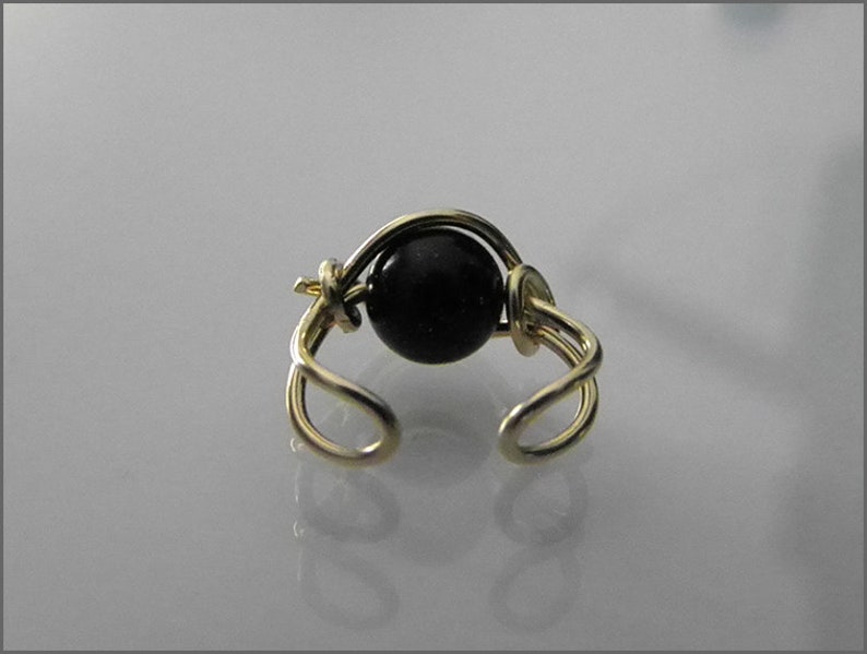 Manchette doreille manchette doreille noir onyx or rose or argent clip doreille faux piercing helix cadeau pour sa tendance image 3