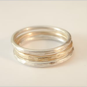 Vorsteckring Stapelring Set 925er Sterling Silber Gold Goldfill Damenringe Geschenk einzigartig - Art-Nr.  112