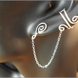 Ohrklemmen Ohrmanschetten silber gold 2in1 Ohrstecker Kette Ohrspange Ohrringe Damen Geschenk für sie Frau Geburtstag - Art-Nr.  246