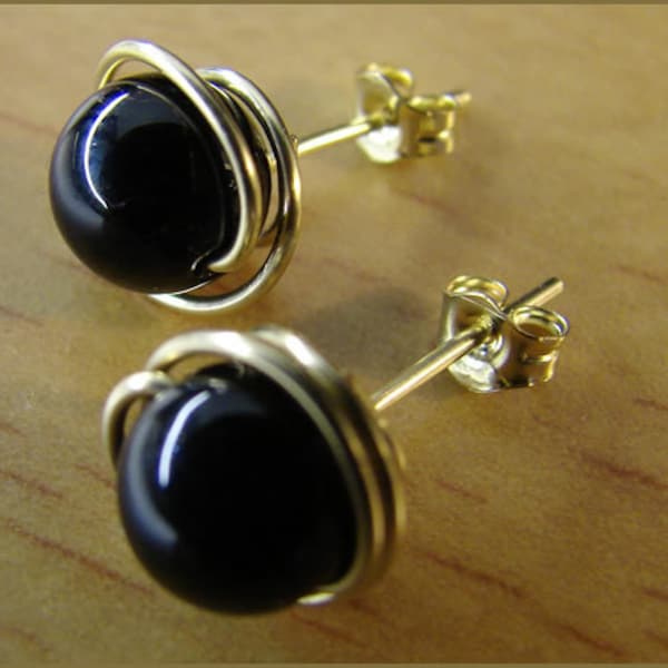 birthstone stud earrings black onxy gemstone 14k gold rosegold filled sterling silver women