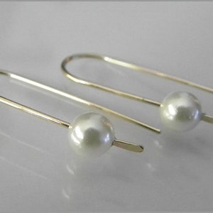 minimalist earrings gold silver rosegold pearl hoops mother of pearl image 4