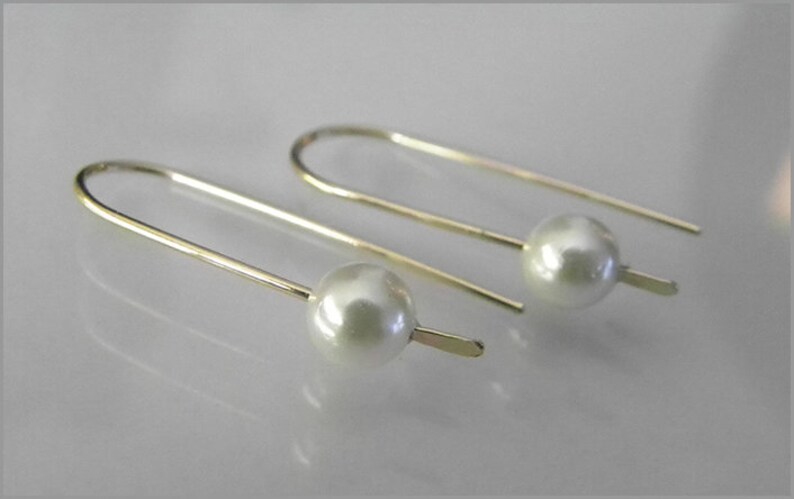 minimalist earrings gold silver rosegold pearl hoops mother of pearl image 4