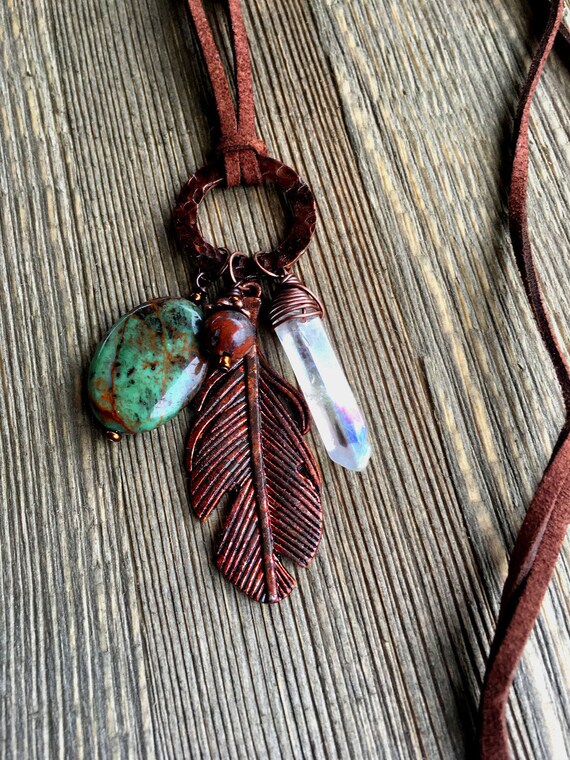 Leather boho necklace Clearance