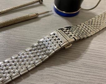 18 mm Longines zilveren roestvrijstalen polshorlogeband bandarmband massief