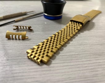 18 mm Seamaster geel vergulde herenpolshorlogeband massief