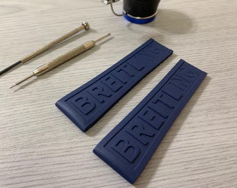 22mm/24mm Breitling Dark Blue Deployment Rubber Wrist Watch Strap Only
