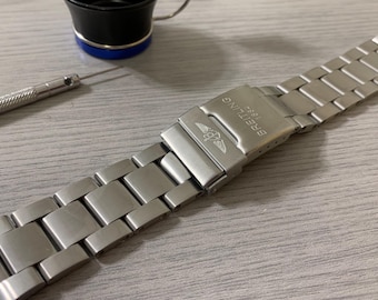 22 mm Breitling geborsteld zilver roestvrij staal herenpolshorlogeband Bandarmband massief