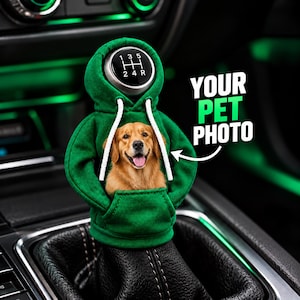 Sweat à capuche personnalisé avec photo d'animal de compagnie, housse de levier de vitesse personnalisée pour chien ou chat