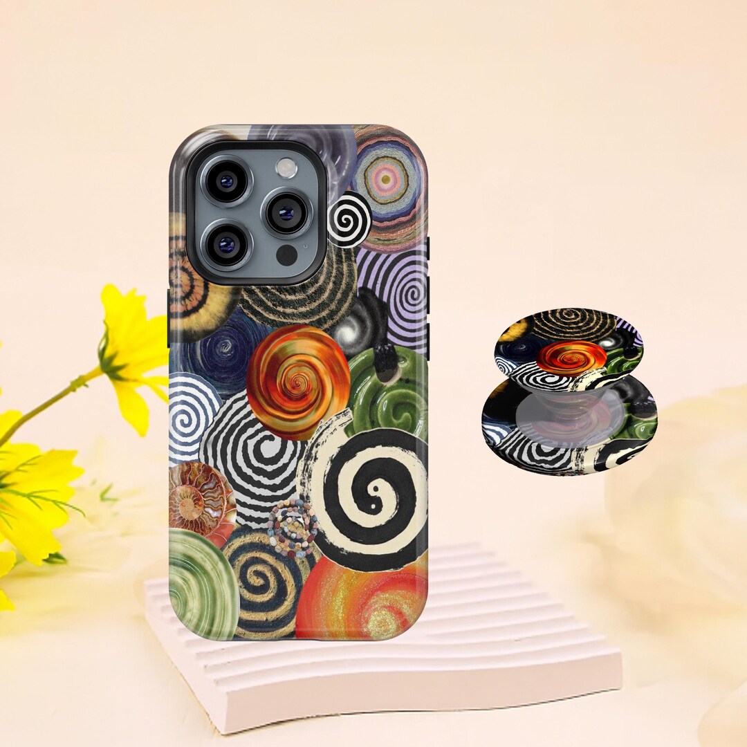 Optical Vortex Phone Case, Colorful Patchwork Design, Retro Style ...