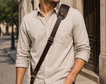 Handmade Geniune Leather Camera Strap | Leather Shoulder Camera Strap | Vintage Brown Leather Camera Sling