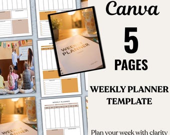 Weekly Planner Template, Digital PDF Organizer, Productivity & Goal Planner