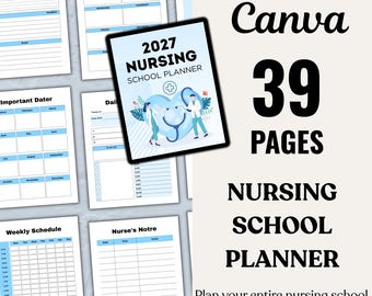 2027 Nursing School Planner - Editable Canva Digital Student Planner