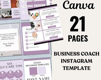Business Coach Instagram Templates, Editable Canva Coaching Posts, Brand Content Kit