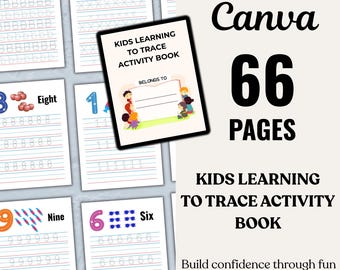 Kids Learning to Trace Activity Book – Preschool And Kindergarten Workbook | Canva Editable & Printable PDF