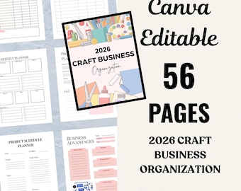 2026 Craft Business Organization Planner – Digital Workbook | Canva Editable & Printable PDF