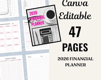 2026 Financial Planner - Budget And Expense Tracker | Canva Editable & Printable PDF