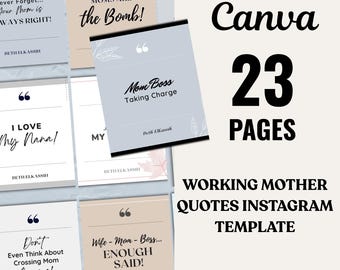 Working Mother Quotes Instagram Templates, Editable Canva Posts, Mom Branding