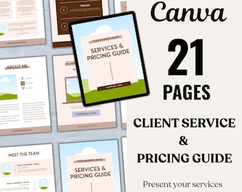 Client Service & Pricing Guide, Editable Business Workbook, PDF Template