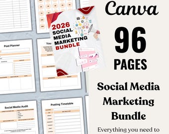 2026 Social Media Marketing Bundle - Editable Canva Templates - Digital Marketing Toolkit