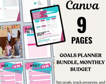 Goals Planner & Monthly Budget Tracker Bundle, Digital PDF Planner, Productivity Toolkit