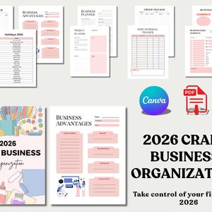 craft business, business planner, 2026 planner, digital workbook, Etsy seller planner, inventory tracker, order planner, project planner, habit tracker, goal planner, productivity tools, business organizer, craft planner