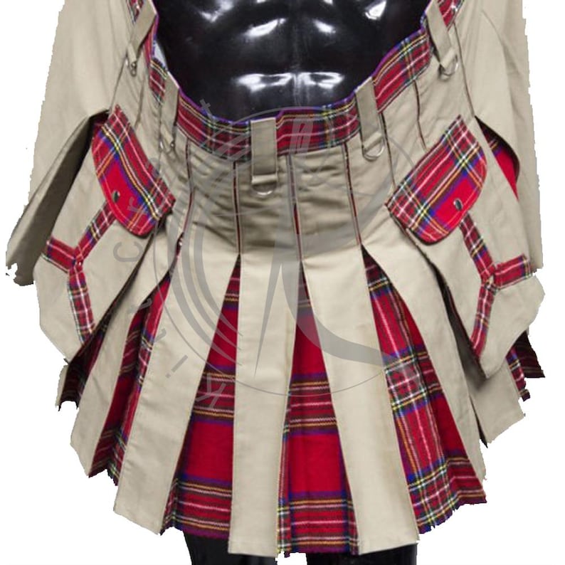 Kilt Feature Handmade Men's Hybrid Utility Kilt Design - Grey and Red Tartan ...