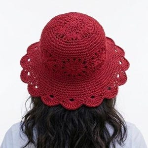 Maroon Crochet Bucket Hat - Etsy display picture 1