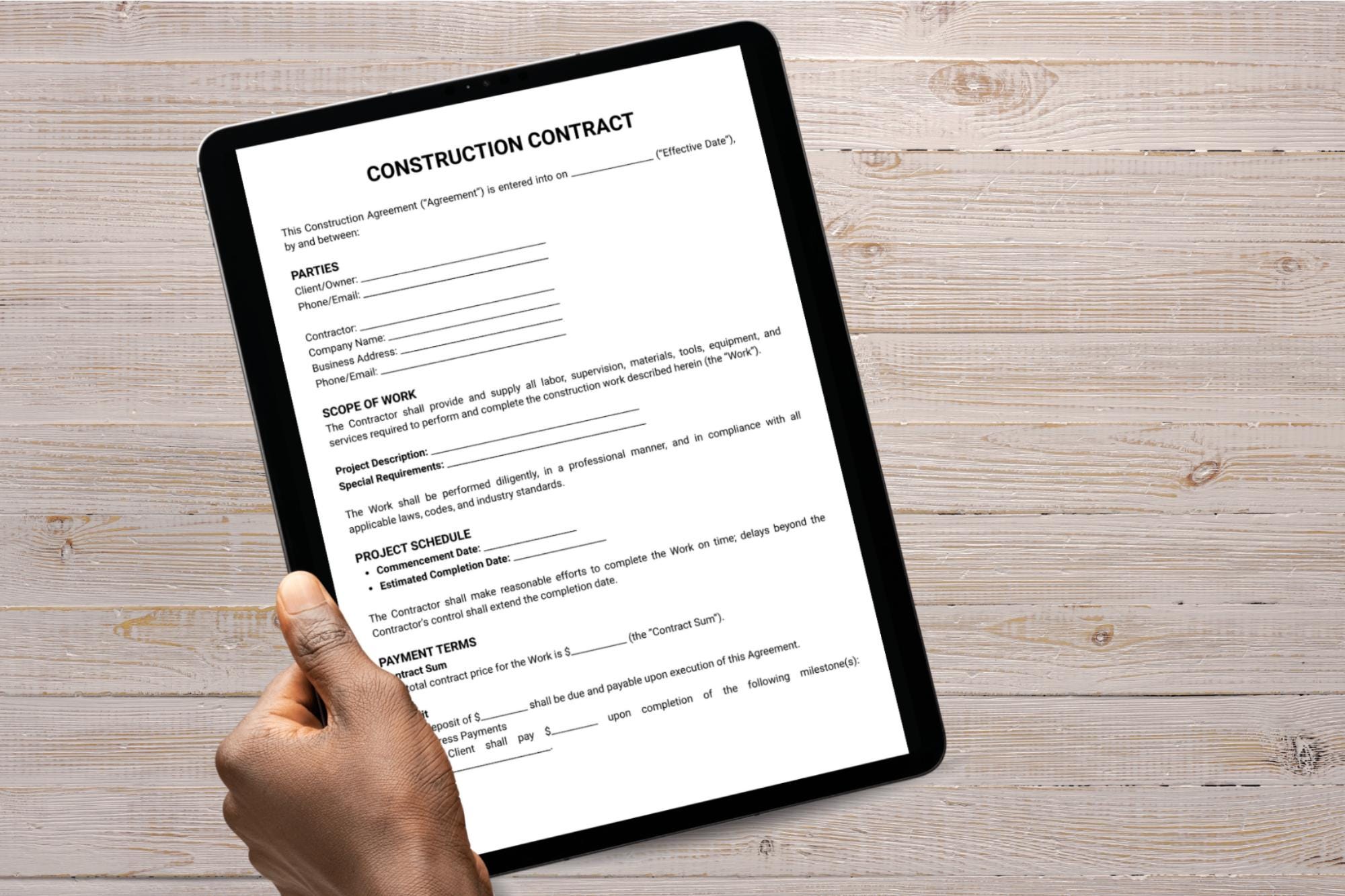 Construction Contract Template | Printable Building Agreement ...