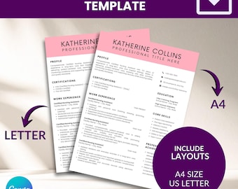 Plantilla de currículum para auxiliar de enfermería (CNA) en Canva / CV para el sector sanitario compatible con sistemas ATS (descarga digital)