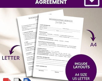 Plantilla de contrato de servicios de contabilidad/contrato de cliente contable (PDF, Word, PNG) A4/Carta EE. UU.