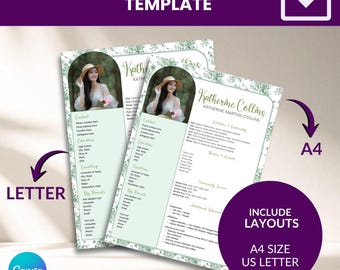 Plantilla de currículum para hermandades universitarias en Canva / CV con foto femenina (descarga digital)