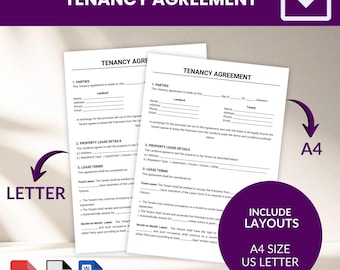 Plantilla de contrato de arrendamiento imprimible/Editable en Canva, Word y PDF para propietarios e inquilinos