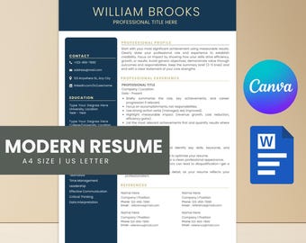 Executive Resume Template Canva, Professional Modern Corporate CV Template, ATS Friendly Curriculum Vitae