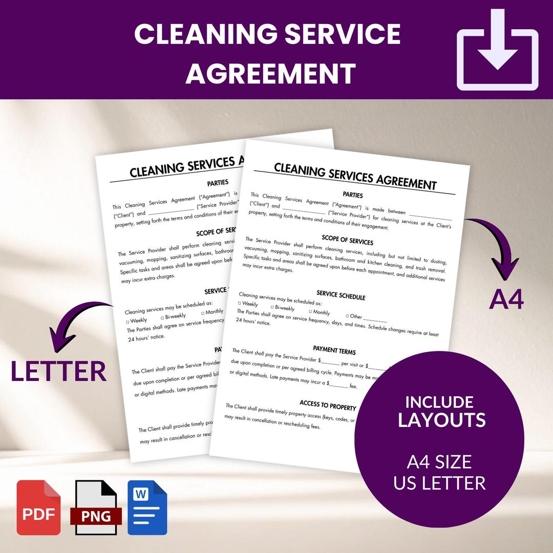 Cleaning Services Agreement Template | House Cleaning Contract (PDF ...