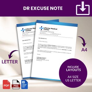 Mall för läkarintyg, brev om medicinsk frånvaro (digital nedladdning)