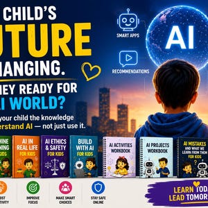 AI Learning Bundle for Kids | 5 AI Books + 2 Workbooks + AI Mistakes + Flashcards | Stem Digital Download