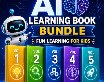 AI Learning Book for Kids Bundle | Vol 1–5 Complete Set | STEM Activities Workbook | Printable + Screen-Free | Ages 5–10